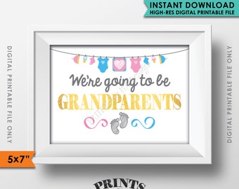 New Grandparents Announcement, We're Going to be Grandparents, Pregnant, Expecting Baby, Nana & Papa, Instant Download 5x7” Printable Sign