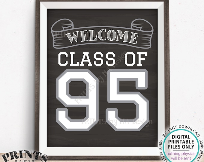 Class of 95 Sign, Welcome Class of 1995 Reunion Decoration, Chalkboard Style PRINTABLE 8x10/16x20” 1995 Class Reunion Sign <ID>