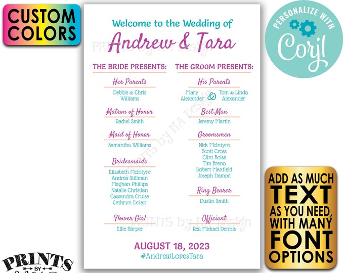 Welcome to our Wedding Sign, Wedding Bridal Party Welcome Sign, Custom Colors, PRINTABLE 24x36” Sign <Edit Yourself with Corjl>