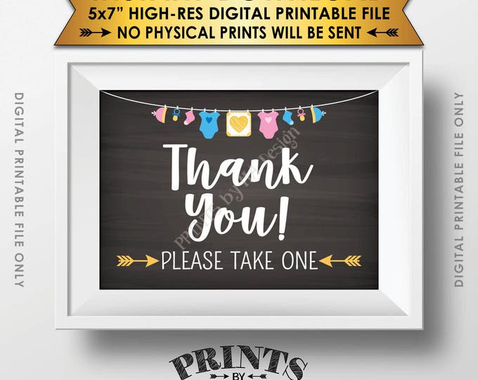 Thank You Sign, Baby Shower Favors Sign, Thank You Please Take One Sign, Baby Shower Decor, Chalkboard Style 5x7" PRINTABLE sign <ID>