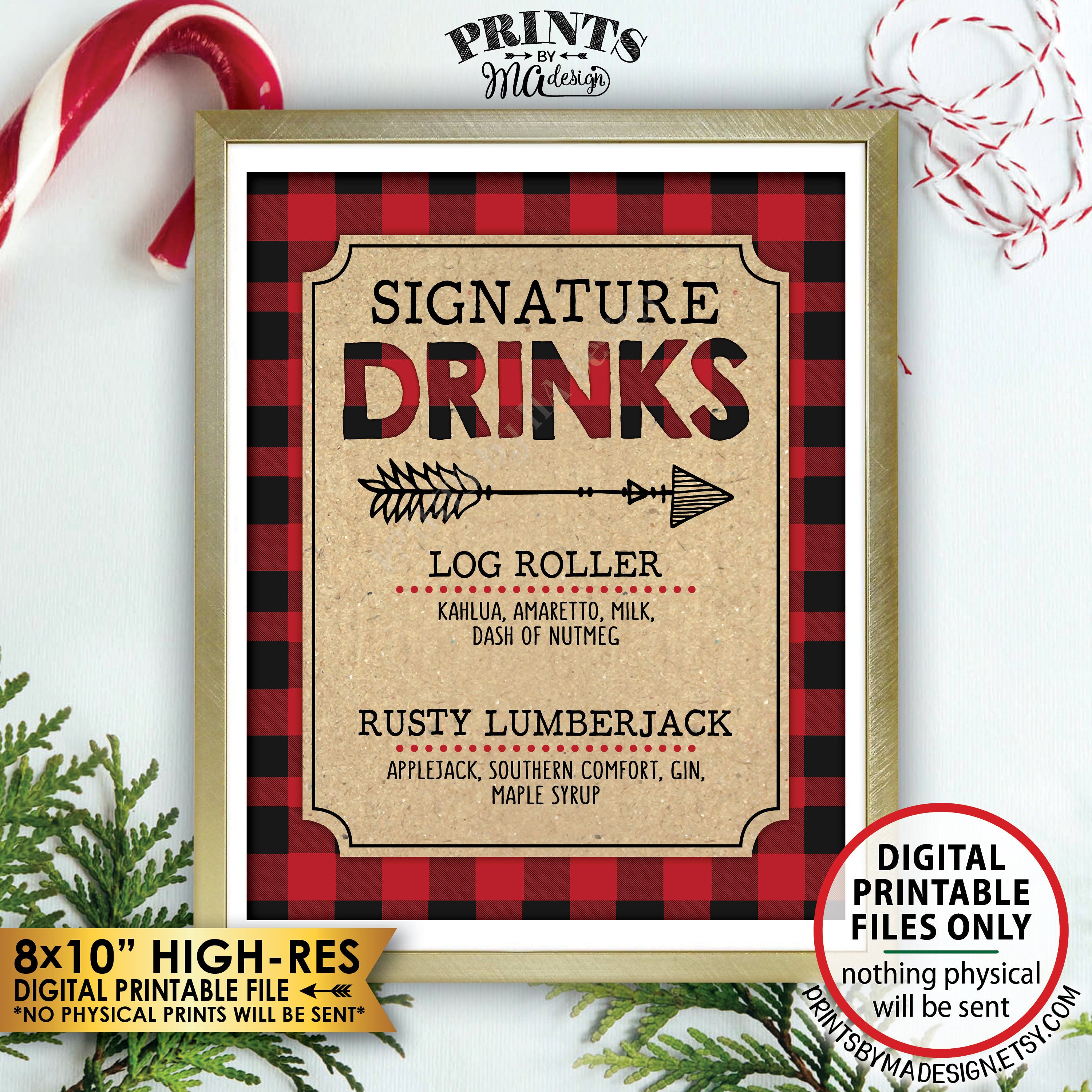 Lumberjack Signature Drinks Sign, Lumberjack Party Signature Cocktails