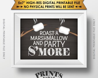 S'more Sign, Party Smore, Roast S'mores, Wedding, Campfire, Sweet 16 Birthday Party, Instant Download 5x7” Chalkboard Style Printable Sign