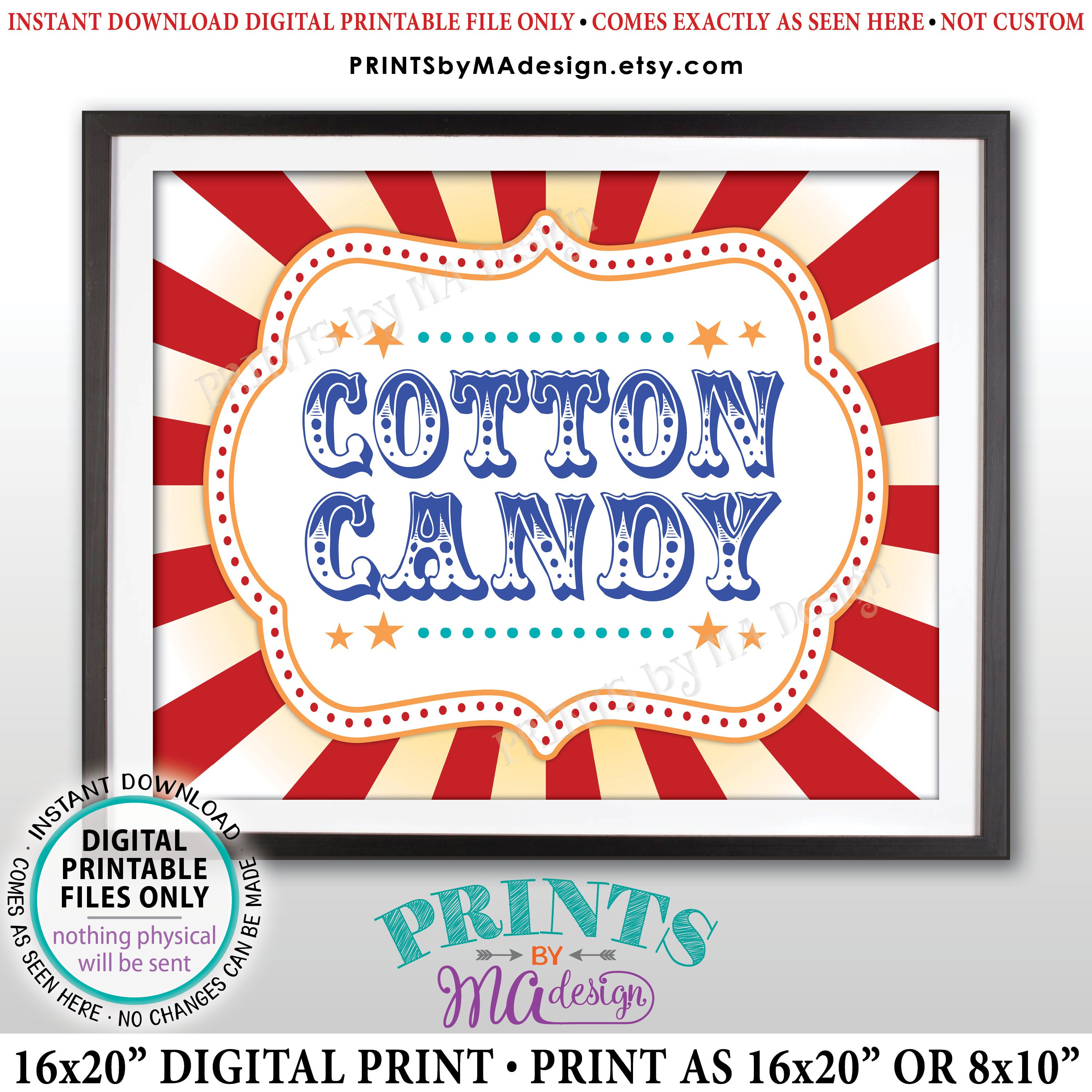 Carnival Cotton Candy Sign Circus Cotton Candy Station Carnival Theme