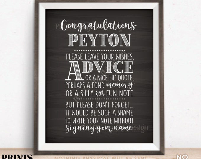 Graduate Advice, Please leave a Note for the Grad, Advice Wish Memory Message, PRINTABLE 8x10” Chalkboard Style Sign, Graduation Party Decor