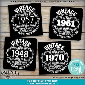 Vintage Birthday Sign, Better With Age, Liquor Theme B-day Favors ...
