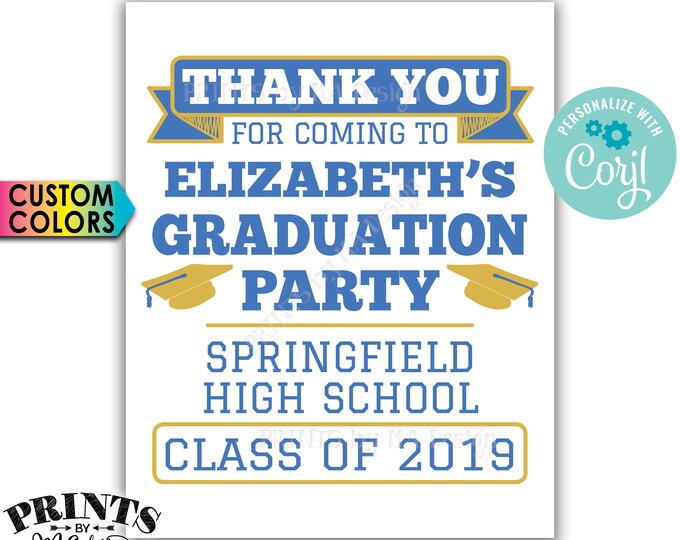 Thank You for Coming to the Graduation Party Sign, PRINTABLE 8x10/16x20” Graduation Decorations <Edit Yourself with Corjl>