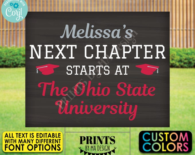 Next Chapter Begins Editable Graduation Party Decoration, High School Grad, Custom PRINTABLE Chalkboard Style Sign <Edit Yourself w/Corjl>