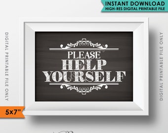 Please Help Yourself Sign, Wedding Bathroom Basket Sign, Bathroom Wedding Sign Restroom, PRINTABLE 5x7” Chalkboard Style Sign <ID>