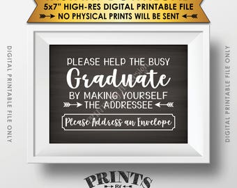 Address Envelope Sign, Address Your Own Envelope, Graduation Party Thank You Card, PRINTABLE Chalkboard Style 5x7” Sign <ID>