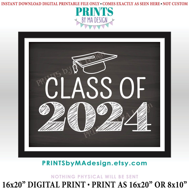 Class of 2024 Sign 2024 Graduation Party Sign 2024 High Etsy