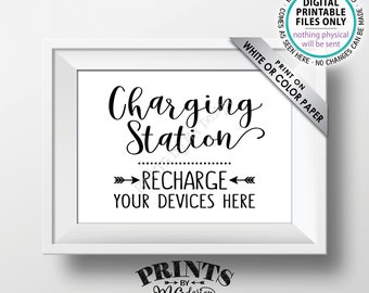 Charging Station Sign, Recharge Your Devices Here, Charge Your Phone Charge Bar, Recharge Here, Low Battery, PRINTABLE 5x7” Instant Download