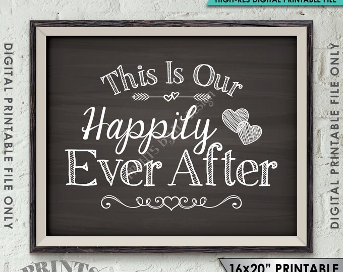 This Is Our Happily Ever After Wedding Sign, Wedding Welcome Sign, Reception Decor, 8x10/16x20” Chalkboard Style Printable Instant Download