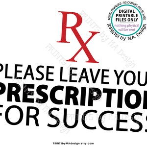 Please Leave Your Prescription for Success, Med School Advice, Pharmacy, Nurse Graduation Party, PRINTABLE 5x7 Sign & 3 Advice Cards ID image 6