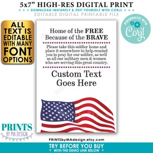 Please Pray for Our Soldier US Military Boot Camp Send-off, Take a Soldier, Custom 5x7&quot; PRINTABLE Patriotic Sign &lt;Edit Yourself w/Corjl&gt;