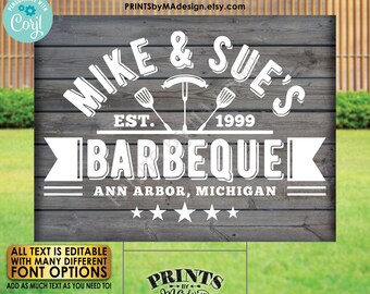 Editable BBQ Sign, Backyard Barbecue, Barbie Grill Smokehouse, Rustic Wood Style Background, PRINTABLE 18x24” Sign <Edit Yourself w/Corjl>