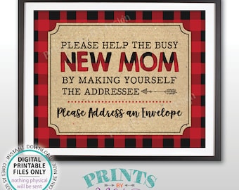 Baby Shower Address an Envelope Sign, Make Yourself the Addressee for the Busy New Mom, PRINTABLE 8x10” Lumberjack Style Sign <ID>