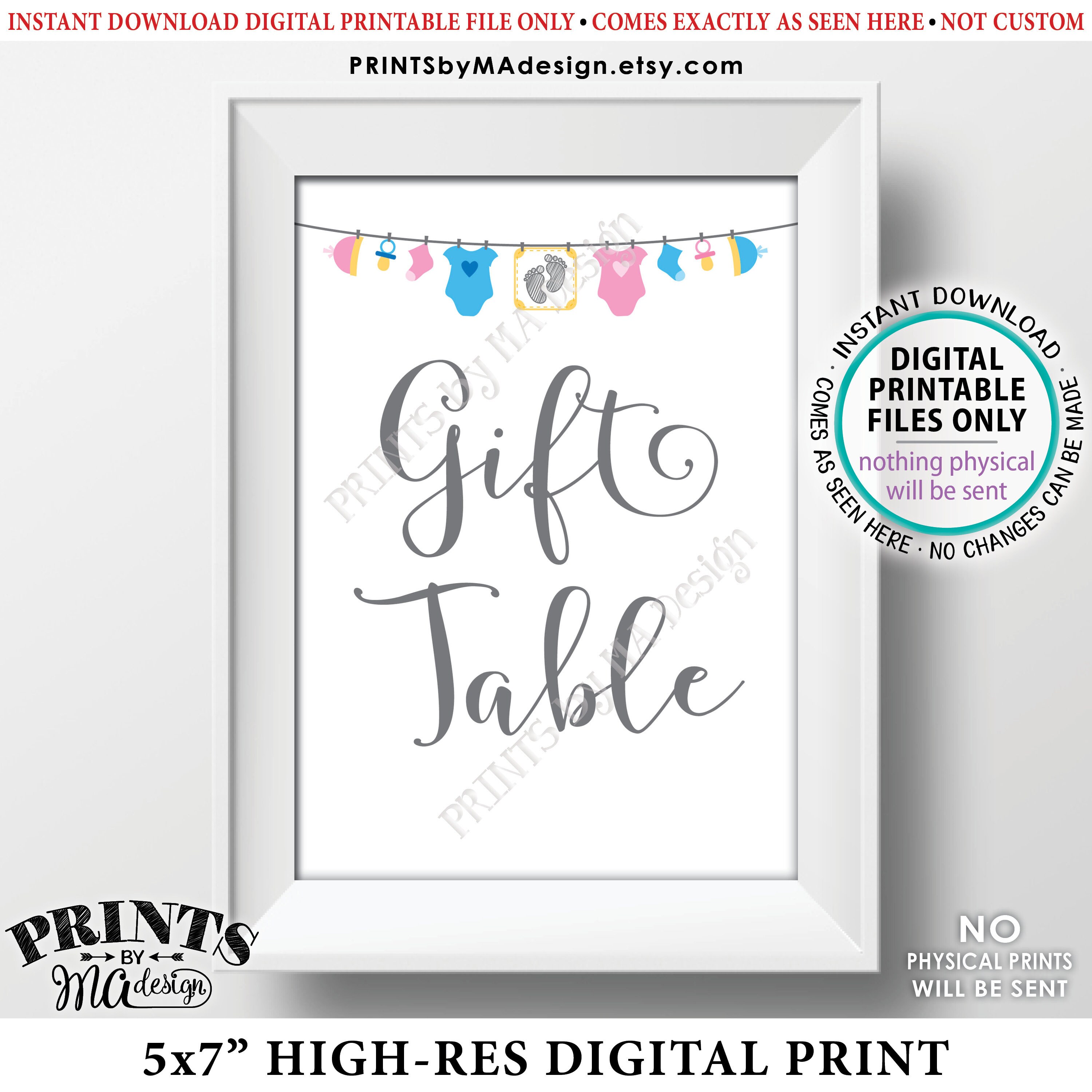 Baby Shower Gift Table Sign Baby Shower Gifts Pink Or Blue Gender