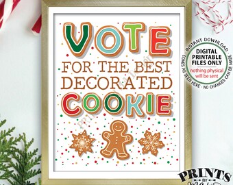 Cookie Voting Sign, Vote for the Best Decorated Cookie, Christmas Cookies, Holiday Cookie Baking Party, PRINTABLE 8x10” Cookie Sign <ID>