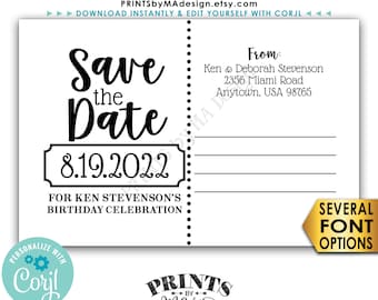 Save the Date Postcard for Any Celebration, Postcard Back Side, Custom PRINTABLE 4x6" Save the Date Card <Edit Yourself with Corjl>