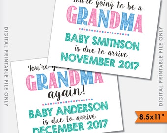 You're Going to be a Grandma Sign, Grandma Announcement, Grandma Again, We're Pregnant/Expecting, PRINTABLE 8.5x11" Digital File