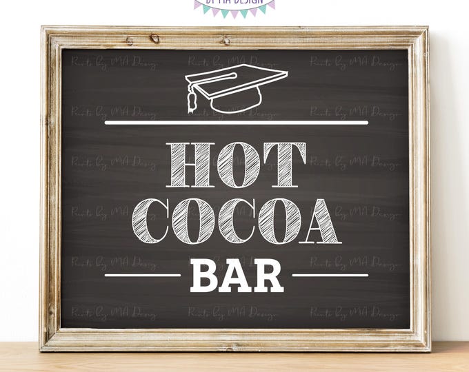 Hot Chocolate Bar Sign, Warm Up at the Hot Chocolate Bar, Hot Cocoa Sign, Beverage Station, PRINTABLE 8x10/16x20” Chalkboard Style Sign <ID>