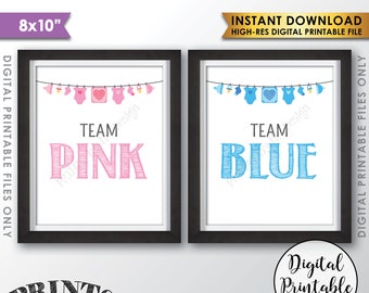 Gender Reveal Signs, Team Pink and Team Blue, Gender Reveal Teams Pink or Blue Signs, Gender Reveal Party, 8x10” PRINTABLE Instant Downloads