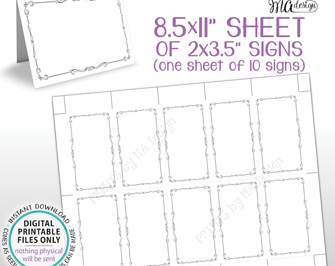 Food Labels, Table Tent Menu Buffet Food Tags, Place Cards, Better With Age, BLANK 3.5x2" Cards on PRINTABLE 8.5x11” Sheet <ID>