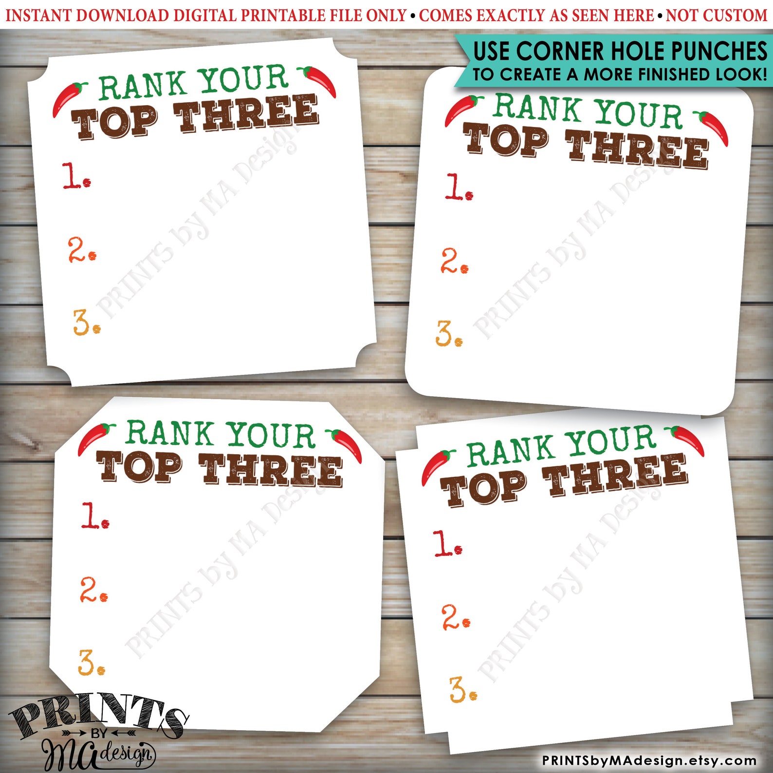 Chili Cookoff Voting Ballots 2.5 Square Cards on a Etsy