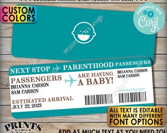 Editable Boarding Pass Pregnancy Announcement, Baby Airline Ticket, Custom PRINTABLE 8.5x11" Digital File <Edit Yourself w/Corjl>