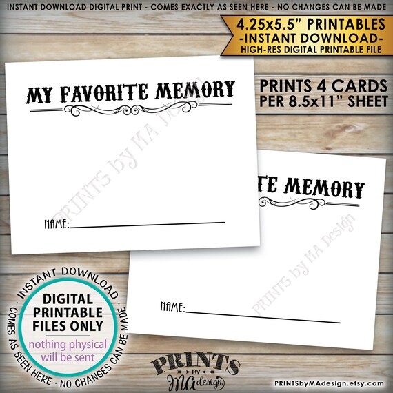 Share a Memory Card, Share Memories, Write Your Favorite Memory 