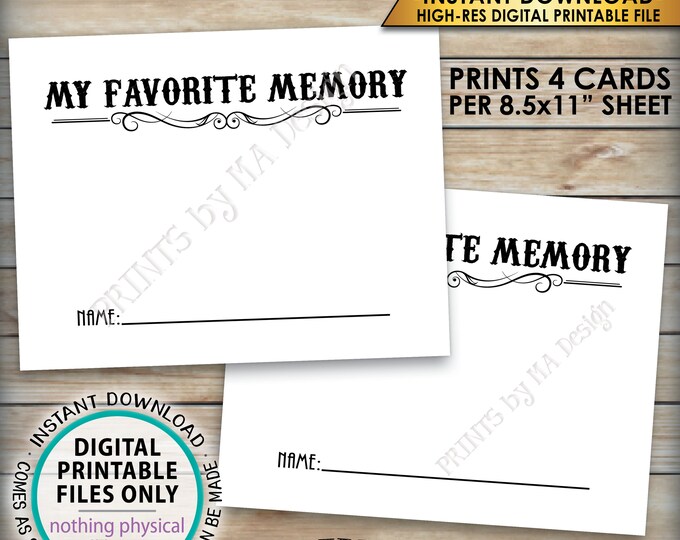 Share a Memory Card, Share Memories, Write Your Favorite Memory, Whiskey Birthday Party Activity, Aged, PRINTABLE 8.5x11" Digital File <ID>