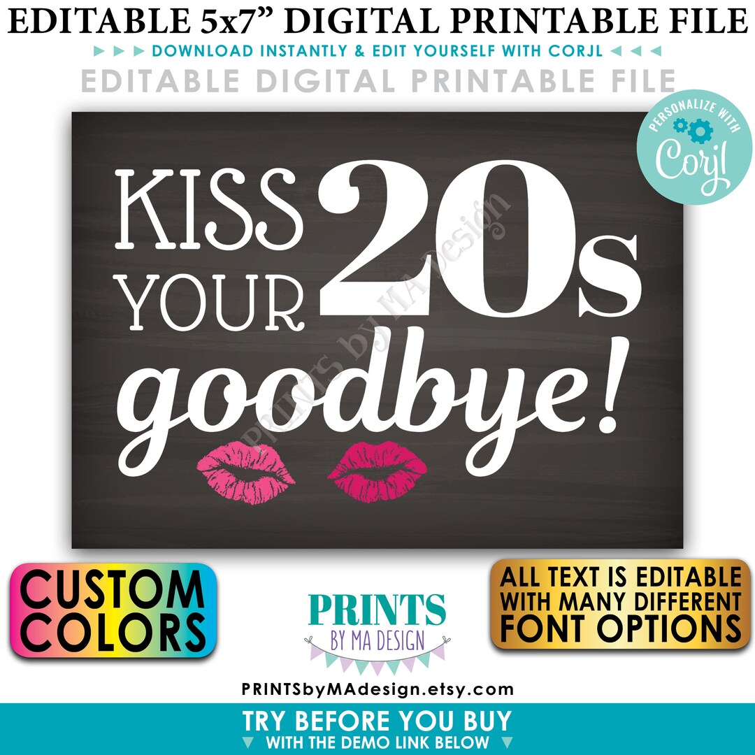 Kiss Your ___s Goodbye, Custom Text &amp; Colors, Funny Birthday Sign ...