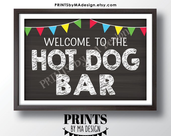 Hot Dog Bar Sign, Backyard Barbeque BBQ, PRINTABLE 24x36” Chalkboard Style Hot Dog Sign, Graduation Party Food, Rehearsal Dinner <ID>