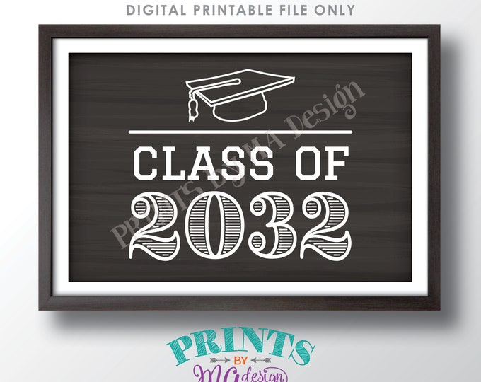 Class of 2032 Sign, High School Graduation 2032 Sign, First Day of School, Future Graduate 2032, PRINTABLE 24x36” Chalkboard Style Sign <ID>