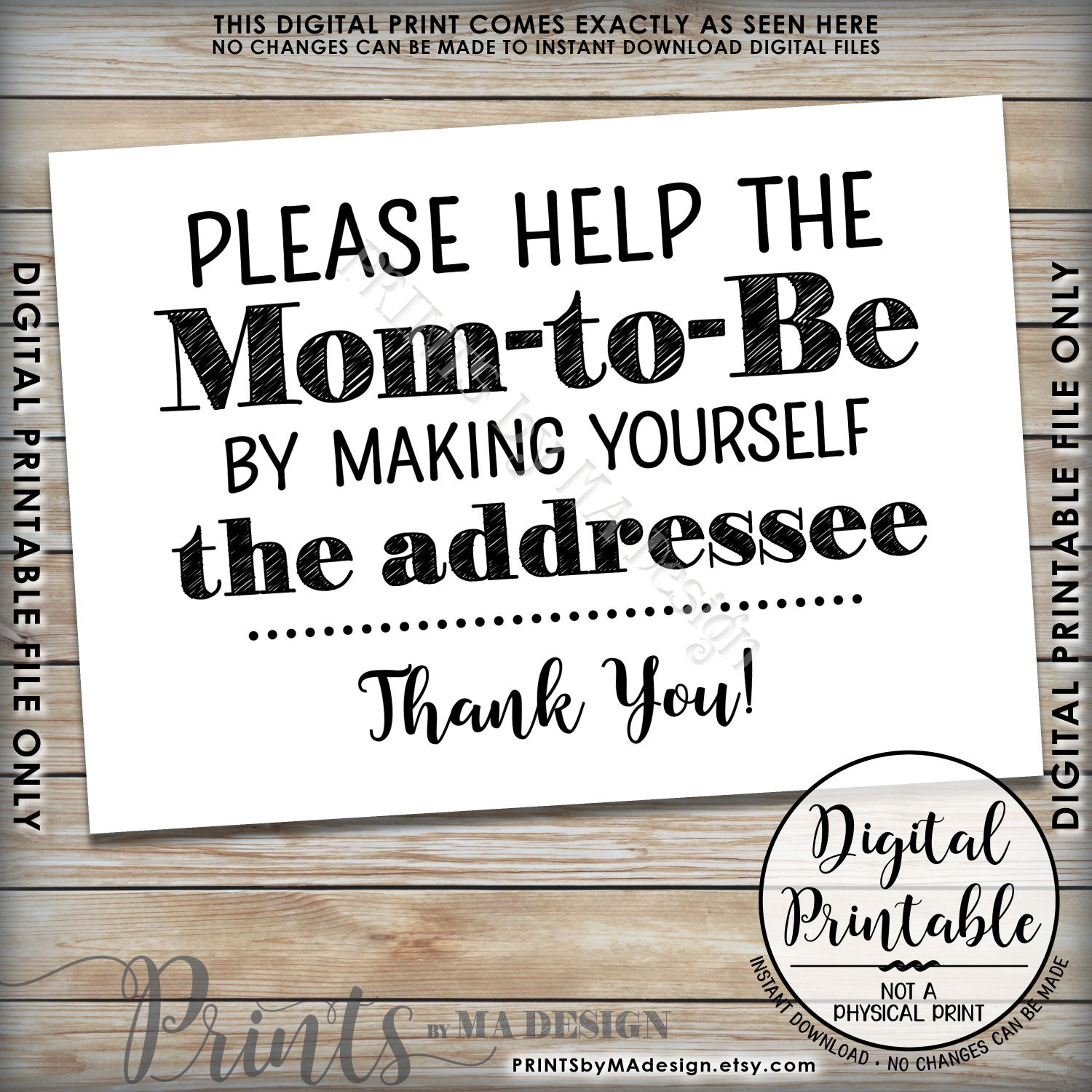 Baby Shower Address Envelope Sign, Help the MomtoBe Address an