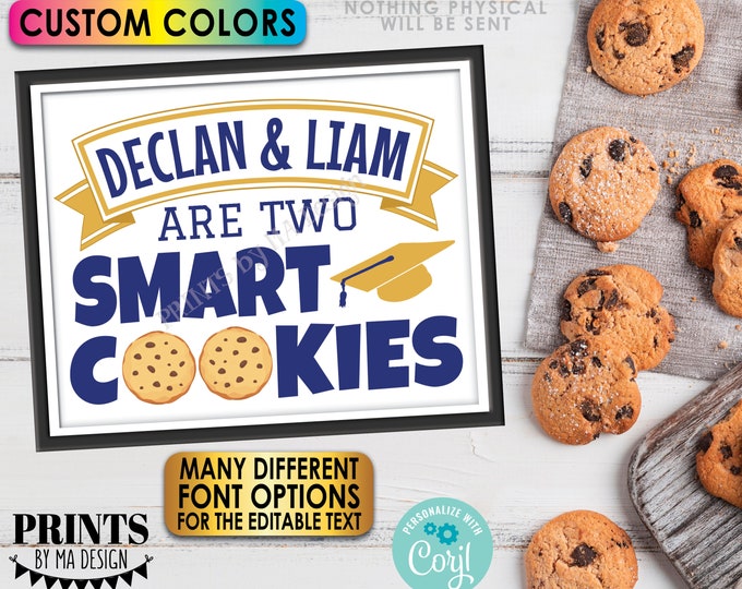 Smart Cookies Sign, Custom Names, Cookie Bar, PRINTABLE 8x10/16x20” Graduation Party Decoration <Edit Yourself with Corjl>