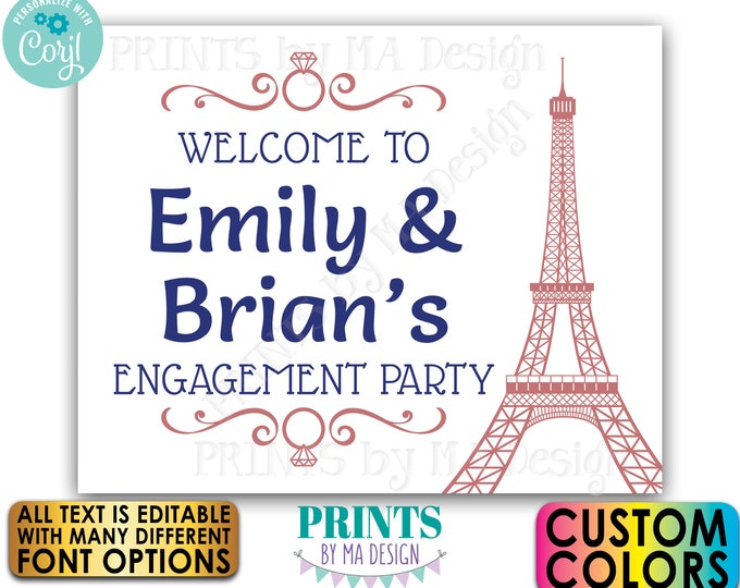 Paris Themed Wedding Sign, Engagement Party Bridal Shower, Rehearsal Dinner, PRINTABLE 8x10/16x20” Eiffel Tower Sign <Edit Yourself w/Corjl>