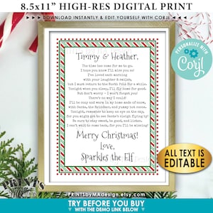 Carta de adeus do elfo de Natal para crianças, tchau, nota de despedida do elfo mágico, um arquivo digital personalizado para impressão de 8,5 x 11 "<Edite-se com Corjl>