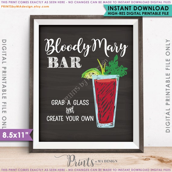 Bloody Mary Bar Sign, Create Your Own Bloody Mary, Wedding Bridal