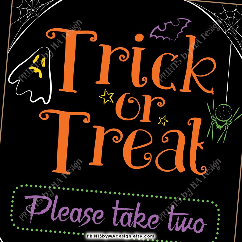 Trick Or Treat Sign Please Take Two Help Yourself To Candy Etsy
