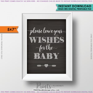 Wünsche für Baby druckbare Schild, Baby-Dusche-Zeichen, bitte hinterlassen Sie Ihre Wünsche für die Baby-Tafel 5 x 7" Sofortiger Download Digital Printable