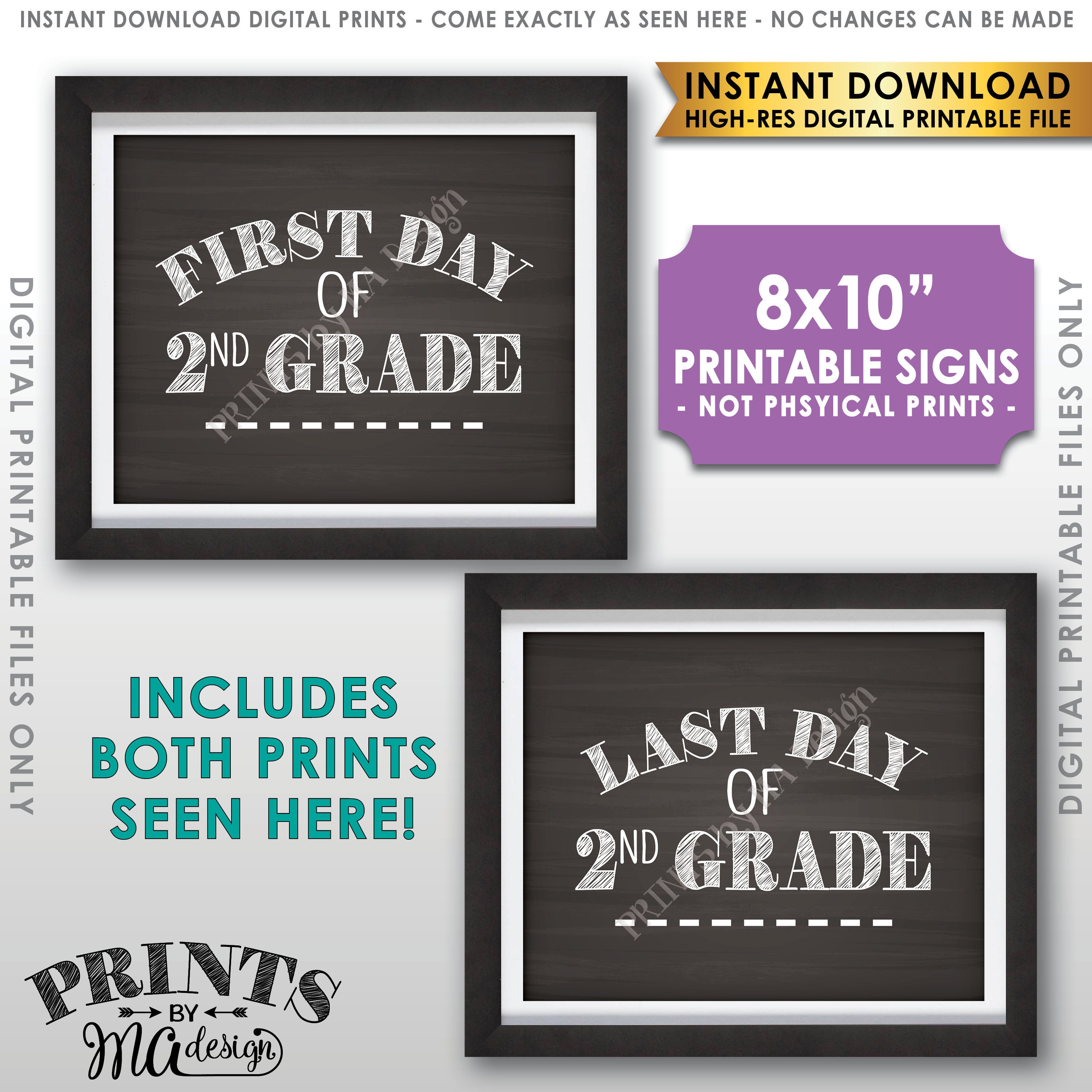 Initial and Final Working day of 2nd Quality, To start with Working day of University Past image relating to First Day of Second Grade Printable Sign titled To start with and Final Working day of 2nd Quality, Initially Working day of College Very last