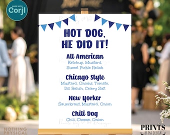 Editable Hot Dog Sign, Custom Frankfurter Menu, Build Your Own, Bunting, PRINTABLE 8x10/16x20” Sign <Edit Yourself w/Corjl>