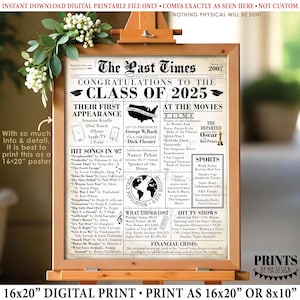 Class of 2025 Fun Facts, Back in the year 2007 Newspaper, Born in 2007 Flashback, PRINTABLE 16x20” Sign, Graduation Party Decoration &lt;ID&gt;