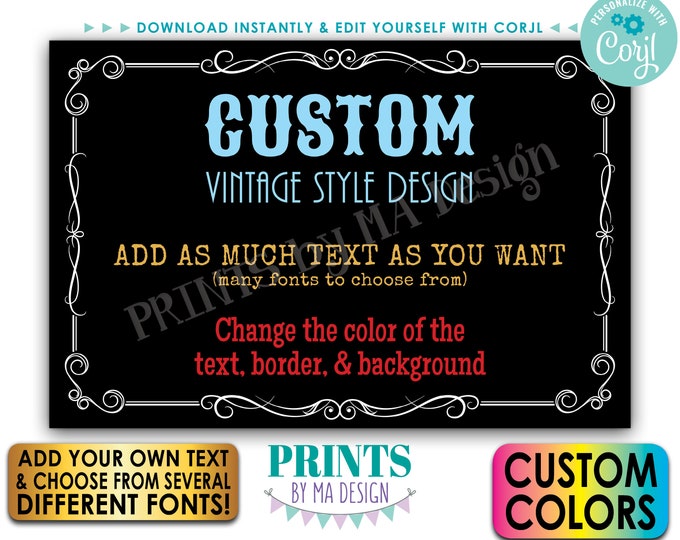 Editable Vintage Style Sign, Better with Age Liquor Themed Party, One Custom PRINTABLE 24x36” Sign, Color Background <Edit Yourself w/Corjl>