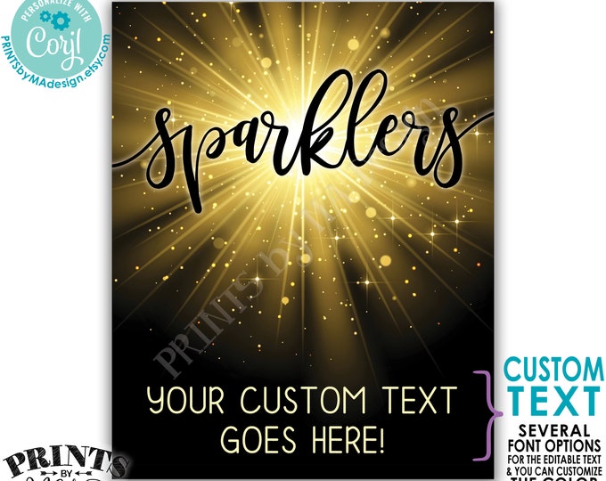 Editable Sparklers Sign, Wedding Send Off Sign, Custom PRINTABLE 16x20/8x10” Sparkler Sign <Edit Yourself with Corjl>