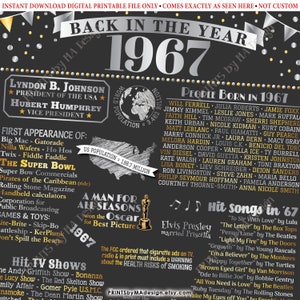 Back in the Year 1967 Poster Board, Remember 1967 Sign, Flashback to ...