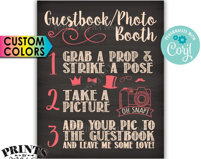 My Guestbook Photobooth Sign, Add Your Pic & Leave Me some Love, PRINTABLE 8x10"/16x20" Chalkboard Style Sign <Edit Yourself with Corjl>