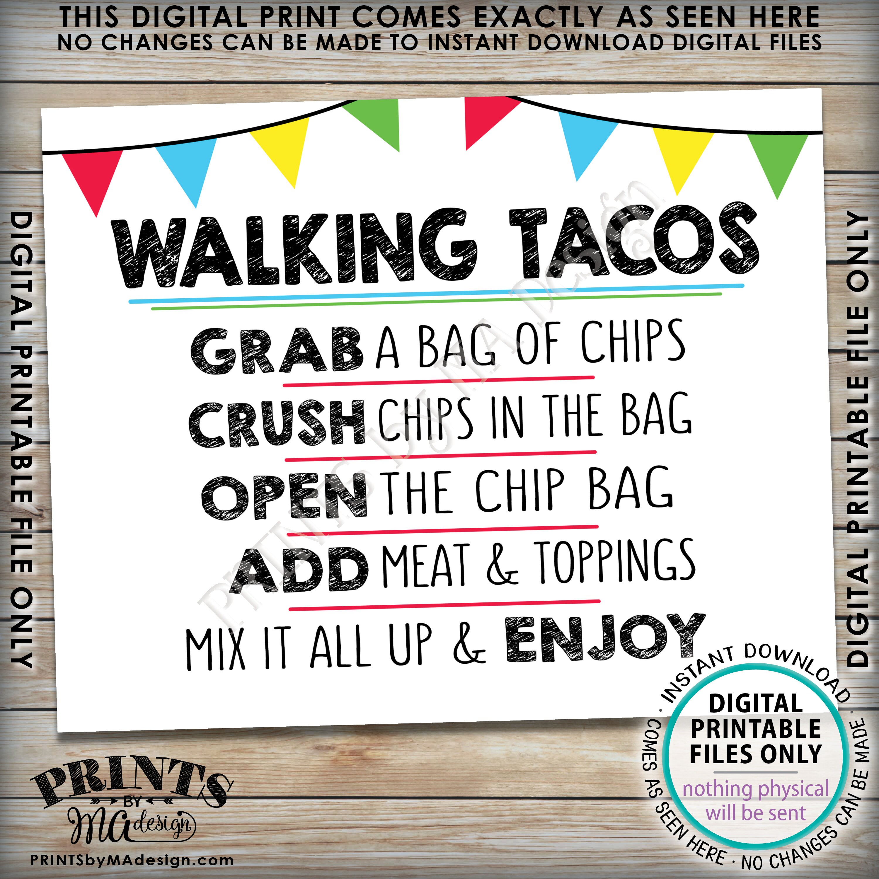 walking-tacos-sign-taco-bar-sign-taco-station-cinco-de-mayo-sweet-sixteen-birthday