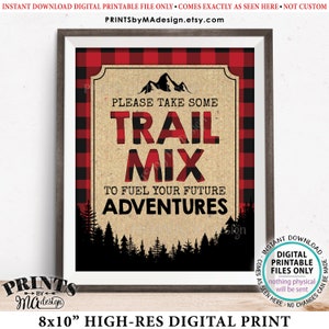 Lumberjack Trail Mix Sign, Please take some Trail Mix to fuel your Future Adventures, Red Checker, PRINTABLE 8x10&quot; Buffalo Plaid Sign &lt;ID&gt;